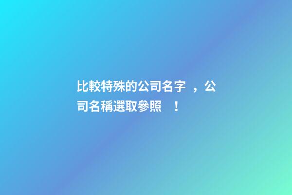 比較特殊的公司名字，公司名稱選取參照！
